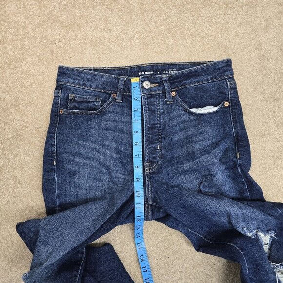 Old Navy O.G. Straight High-Rise Denim Blue Jeans Women’s Size 8 Button Fly - Picture 9 of 10